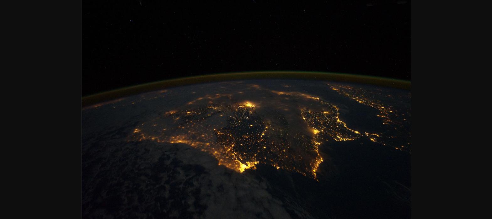Earth at night from space, representing global enterprise infrastructure
